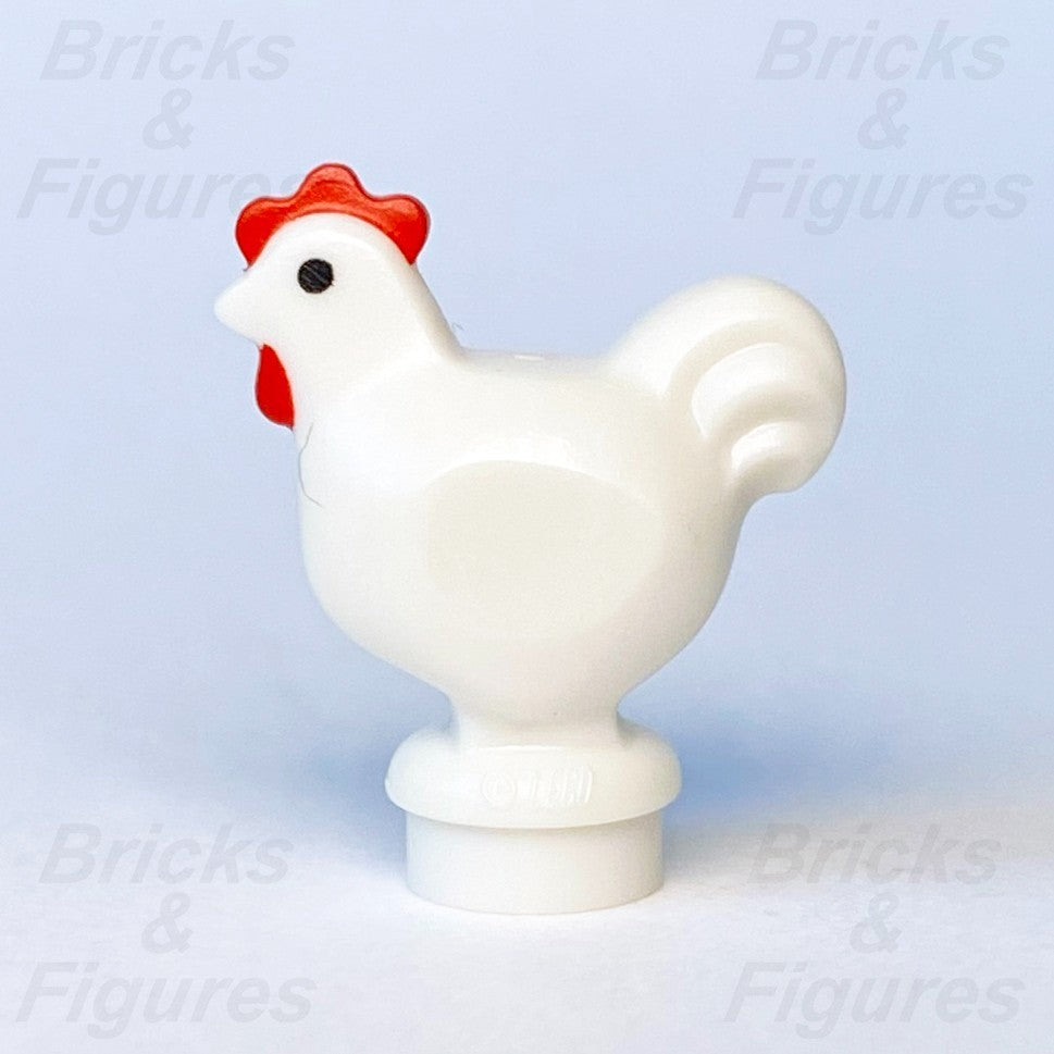 LEGO® White Chicken Minifigure Animal Part Red Comb Black Eyes 95342pb01 Hen1