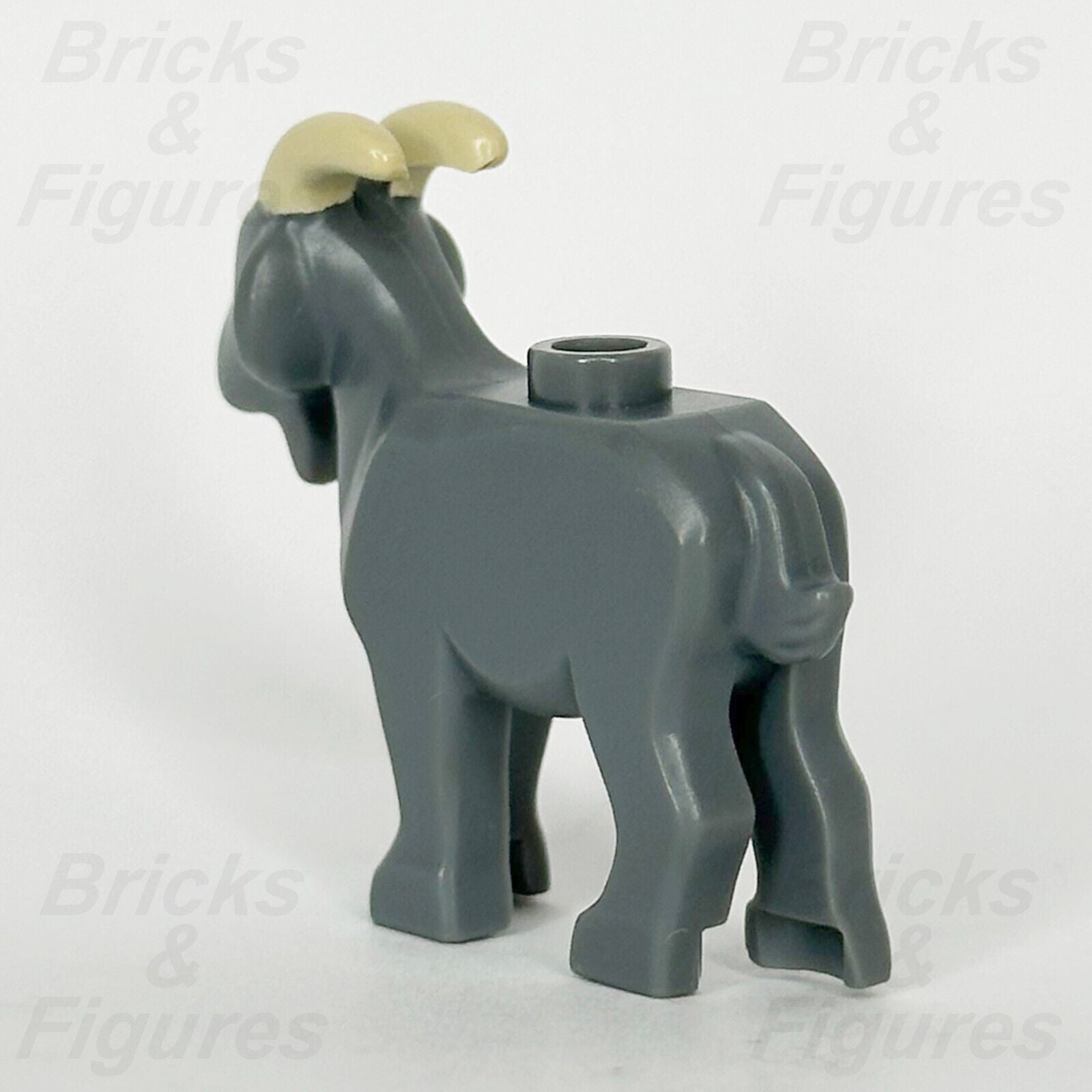 LEGO Castle Goat Animal Minifigure Dark Bluish Grey Tan Horns 10332 95341pb03 - Bricks & Figures