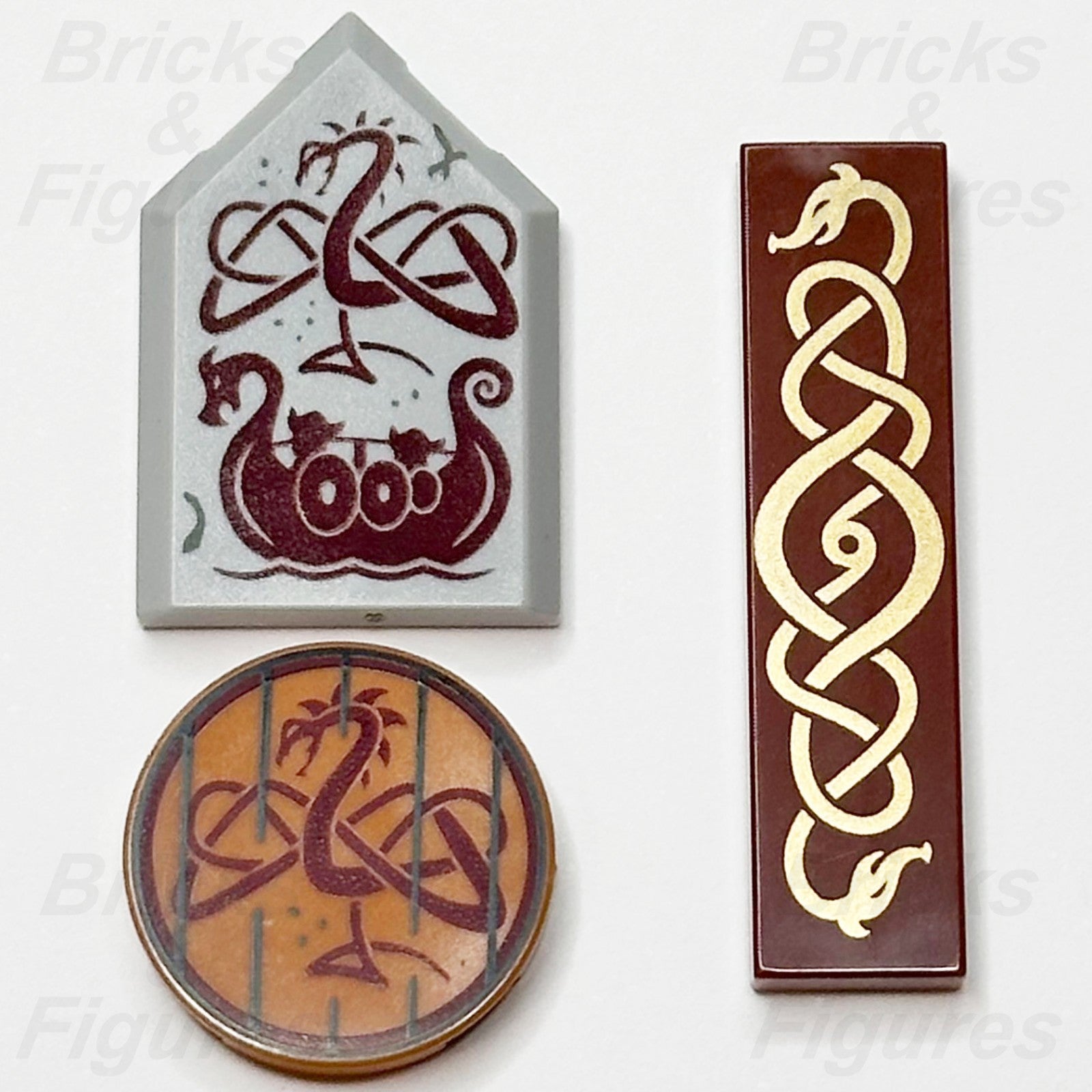 LEGO Viking Sign Red Dragon Ship Snake Norse Pattern Tile Part 3 x Various 213430