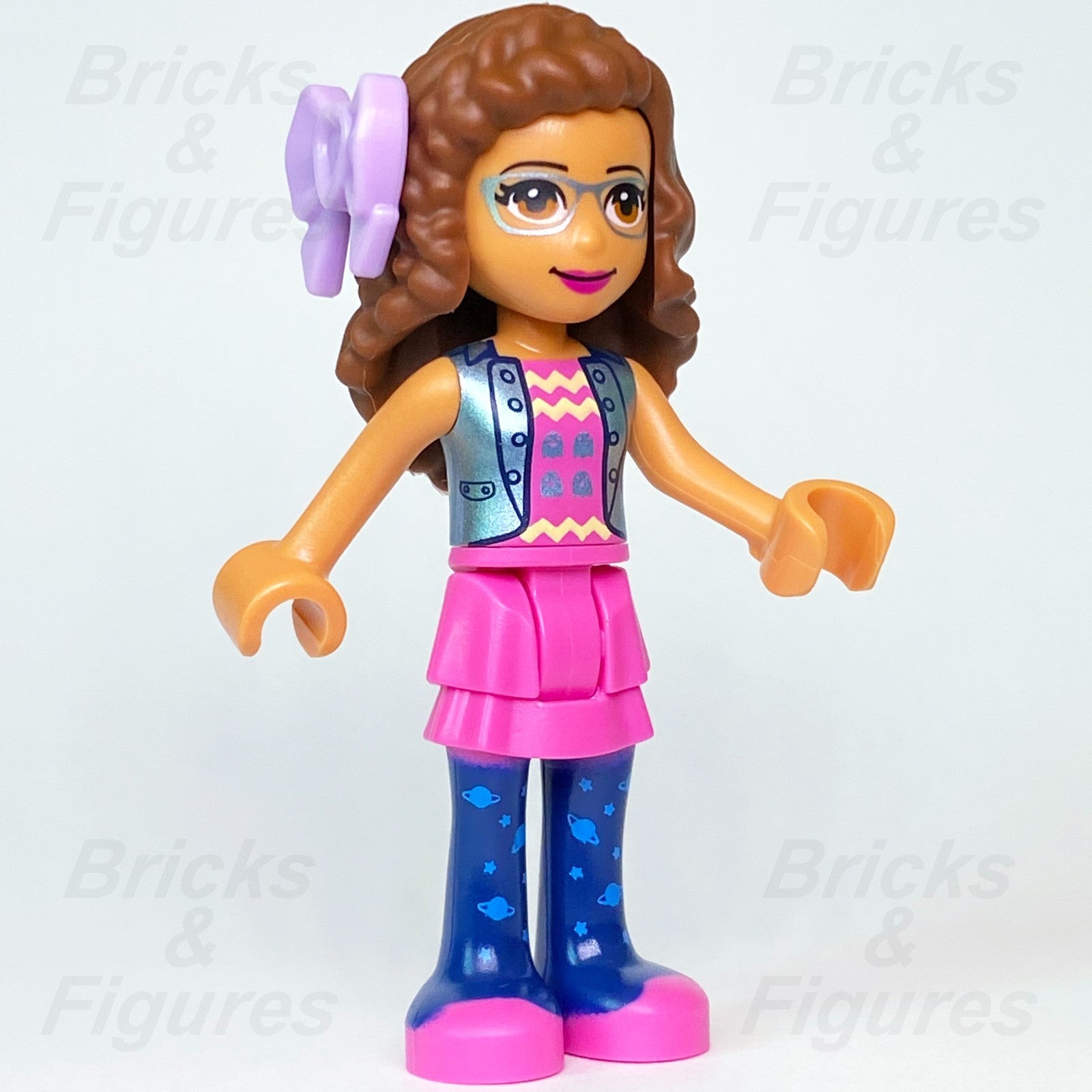 LEGO Friends Olivia Minifigure Scientist Pink Skirt Blue Jacket Leggings 413752