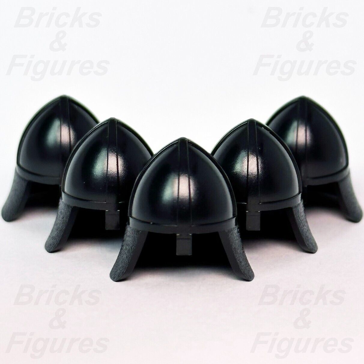 5 x Castle LEGO Knight Helmet w/ Neck Protector Black Minifigure Part 3844 - Bricks & Figures
