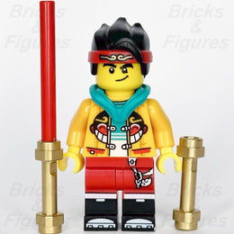 LEGO Monkie Kid Minifigure with Golden Staff Blue Hood Monkey Logo 80018 mk038 - Bricks & Figures