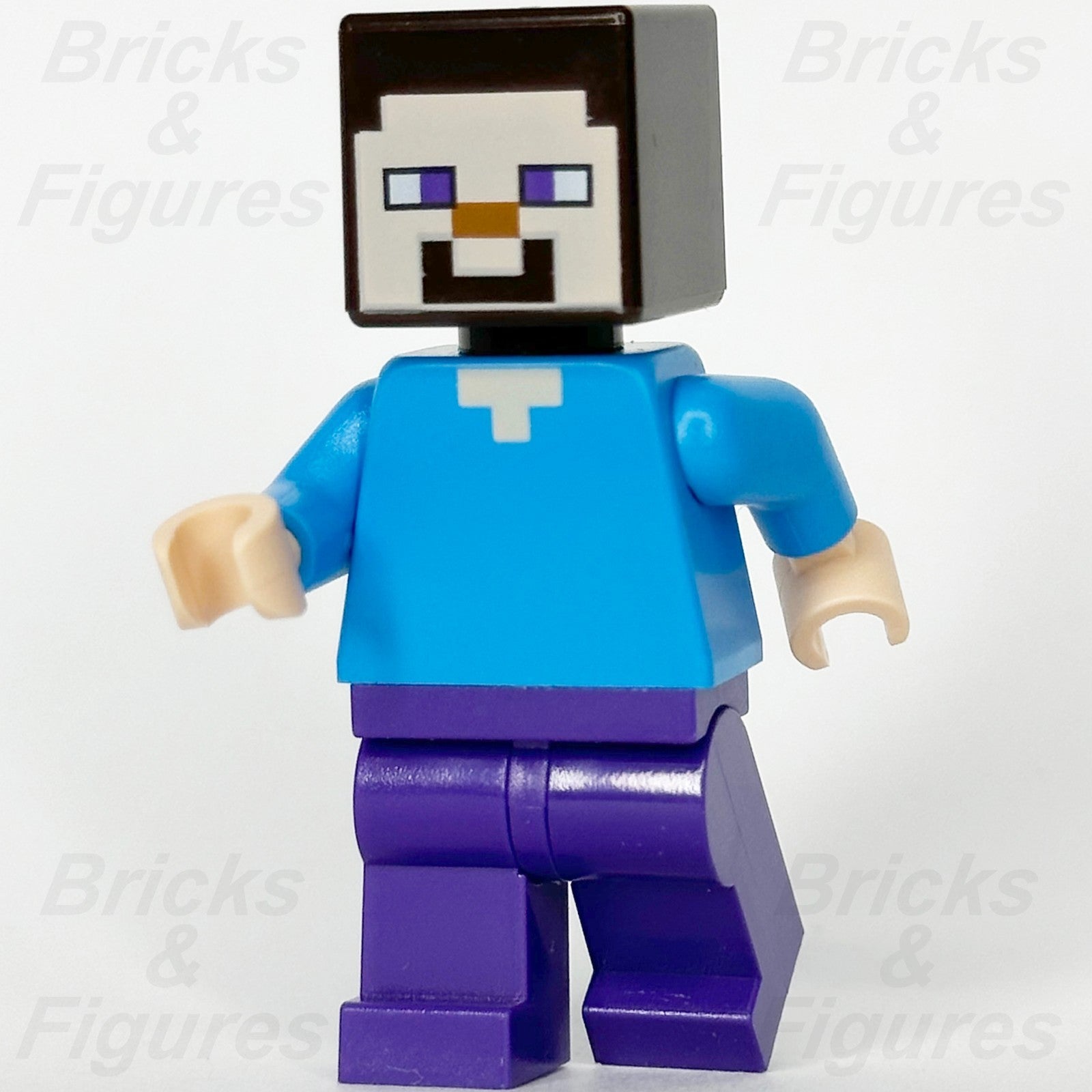 LEGO Minecraft Steve Minifigure Light Nougat Dark Purple Legs Minifig min0090