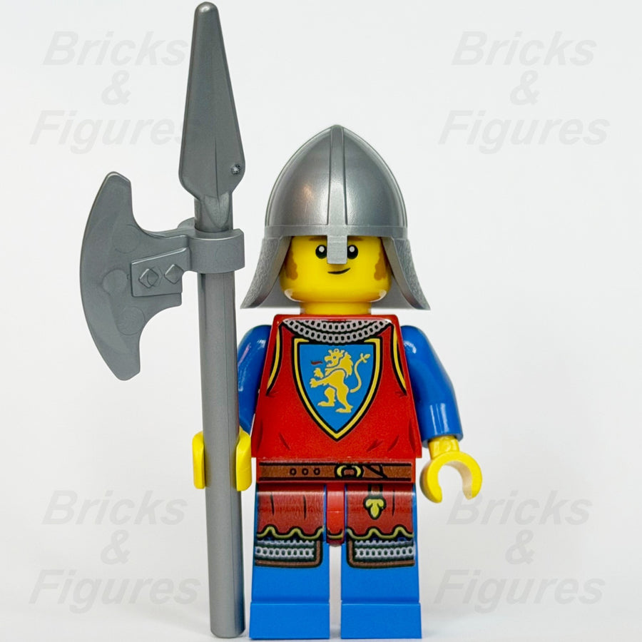 LEGO  Castle Lion Knight Minifigure Male Spear Axe 910057 Series 6 bdp275 Scared1