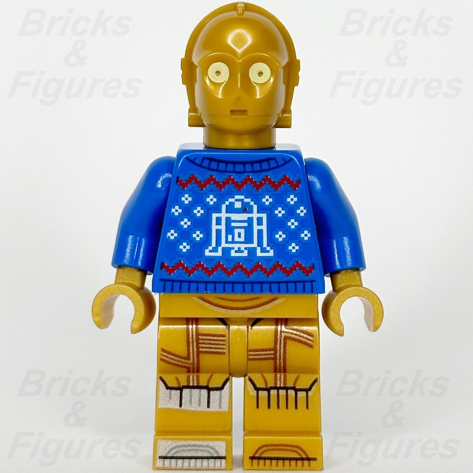 LEGO Star Wars C 3PO Minifigure Protocol Droid Holiday Sweater R2 D2 Print 75340 Bricks Figures