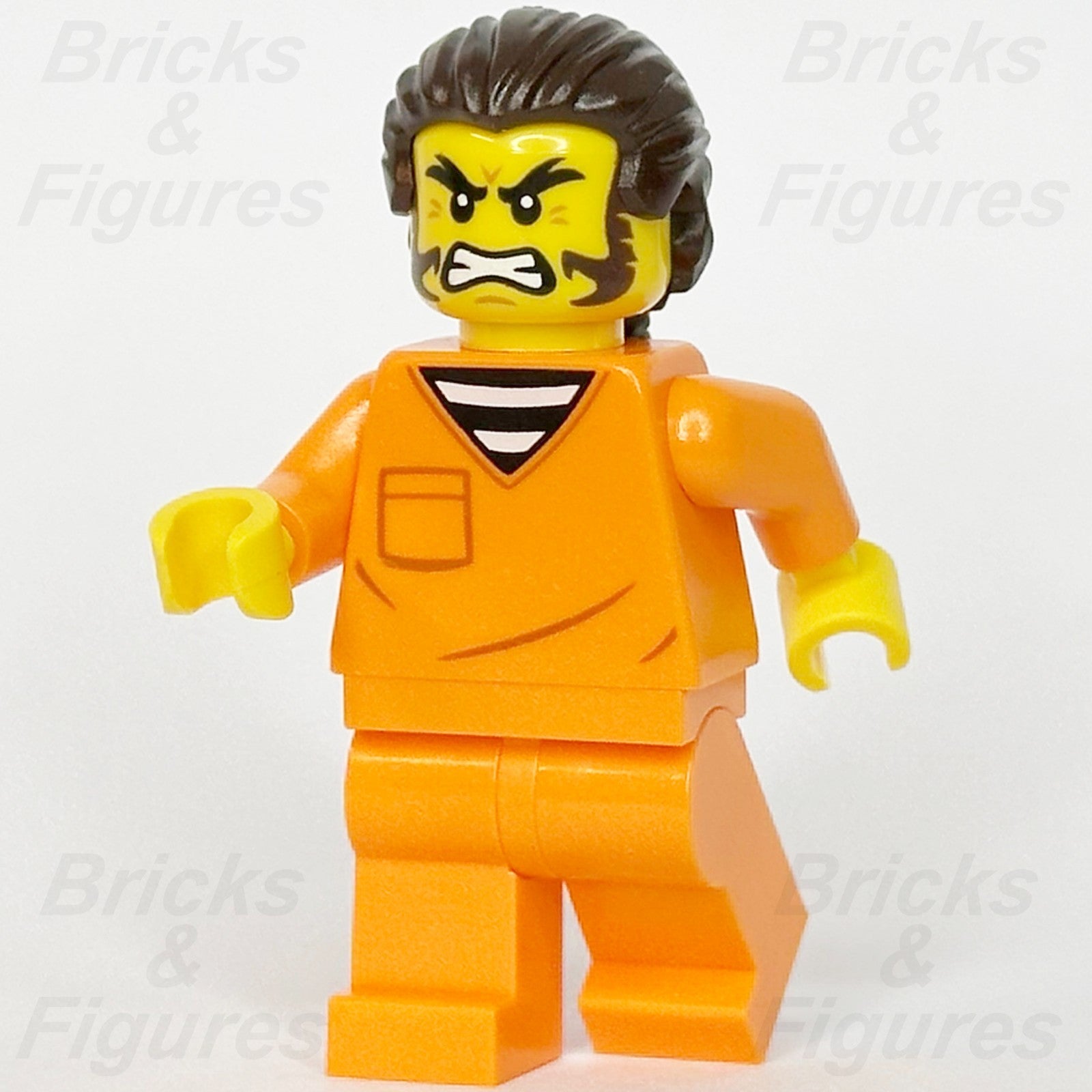 LEGO® City Jail Prisoner Minifigure Male Orange Jumpsuit Sideburns 60508 cty19910
