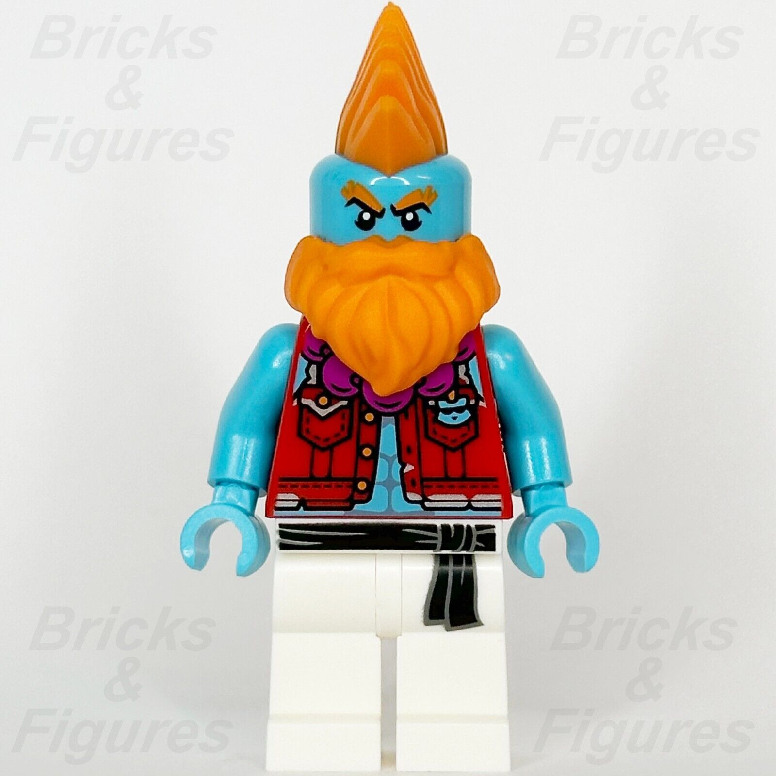 LEGO Monkie Kid Sandy Minifigure Red Vest Orange Beard Minifig 80054 mk145 - Bricks & Figures