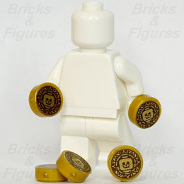 LEGO Pirate Pearl Gold Coin Minifigure Part 1 x 1 Round Tile Aztec Skull x 51