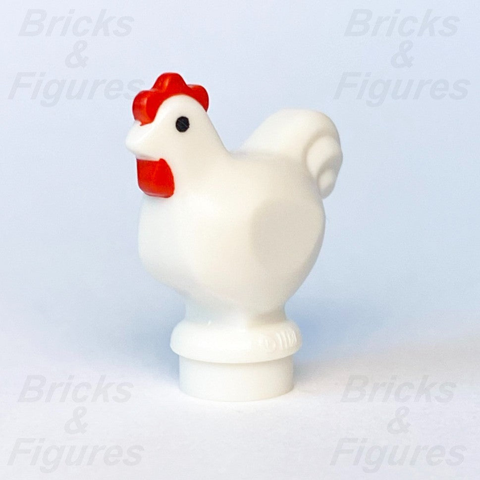 LEGO® White Chicken Minifigure Animal Part Red Comb Black Eyes 95342pb01 Hen0