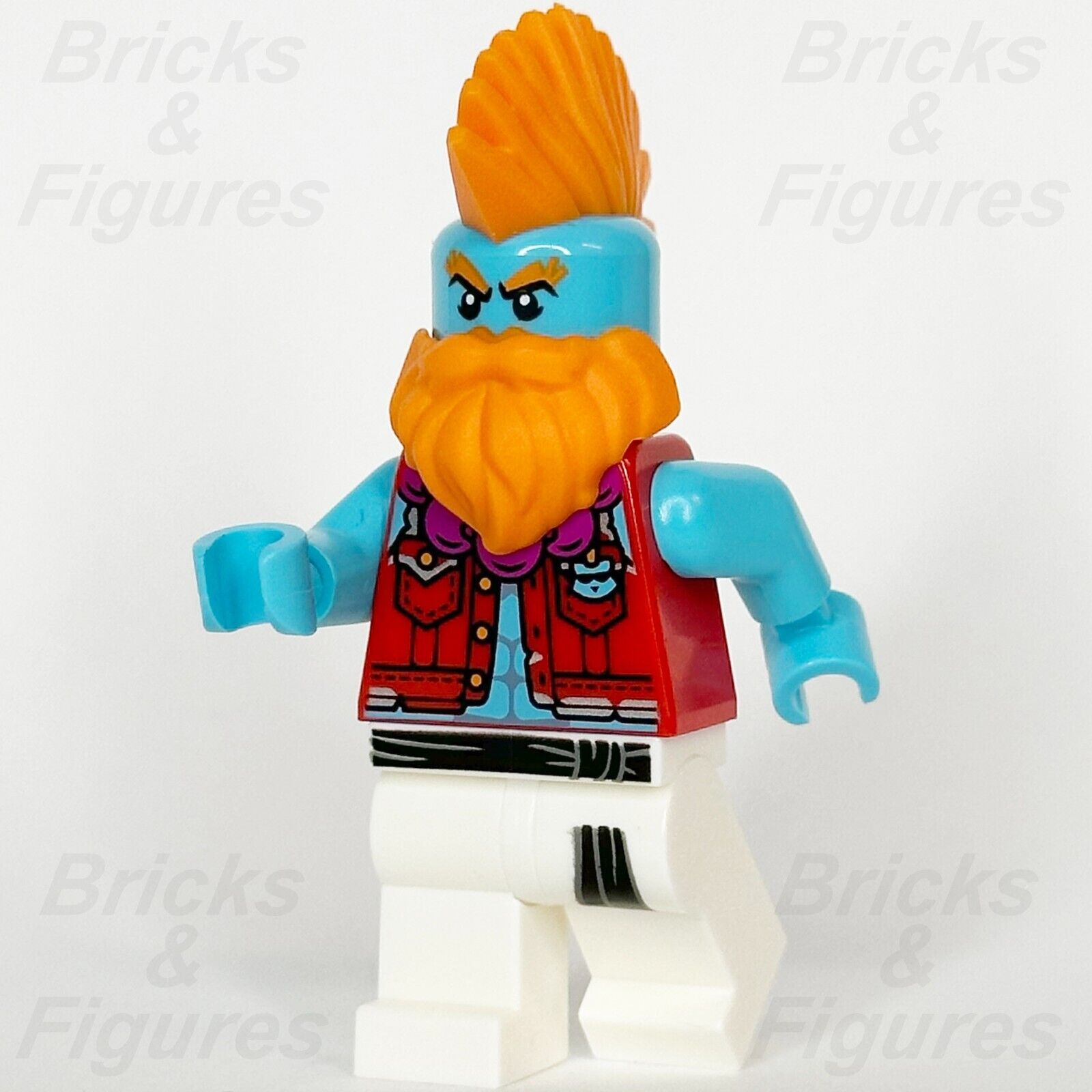 LEGO Monkie Kid Sandy Minifigure Red Vest Orange Beard Minifig 80054 mk145 - Bricks & Figures