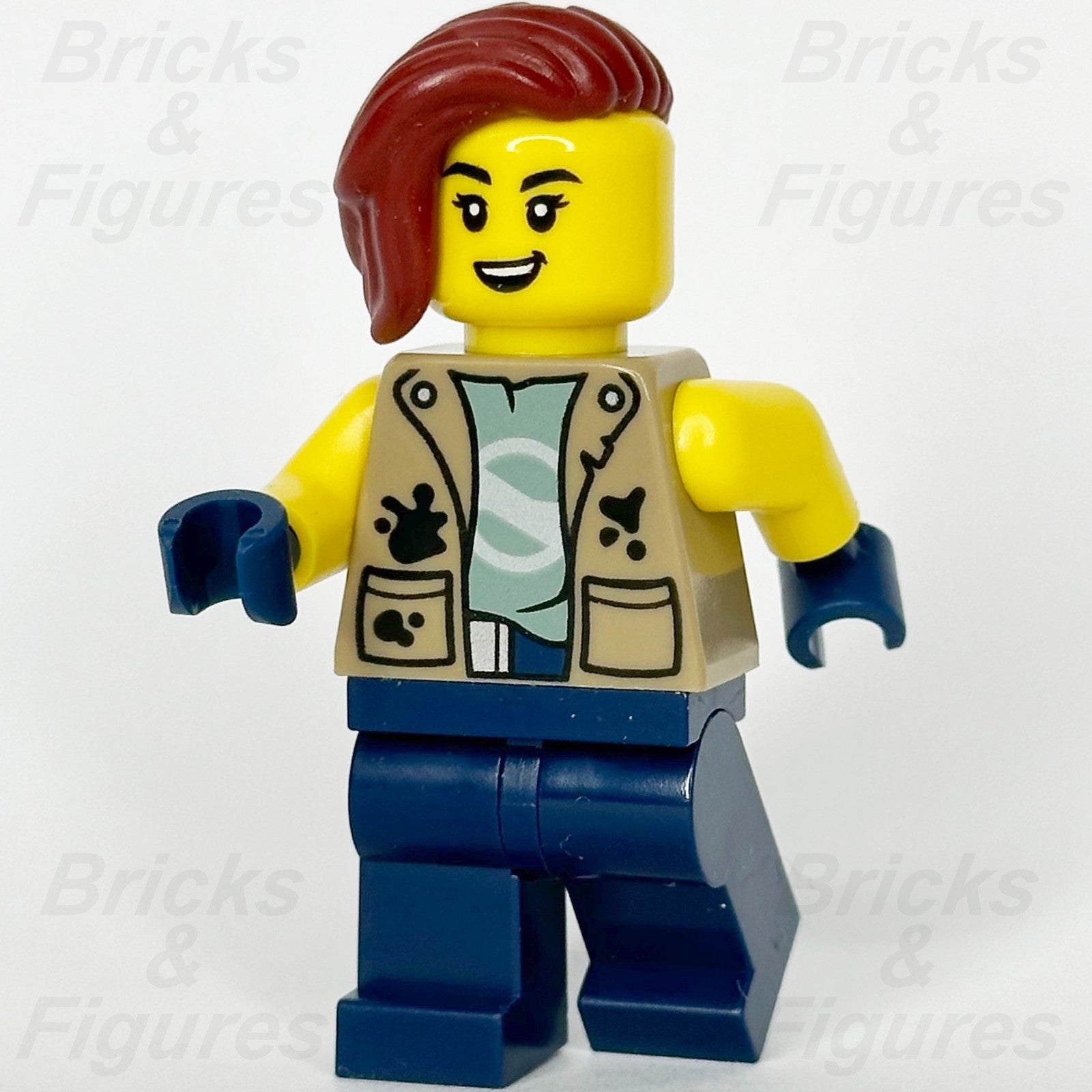 LEGO City Jungle Explorer Minifigure 60437 Female cty1777 Dark Red Hair Tan Vest0