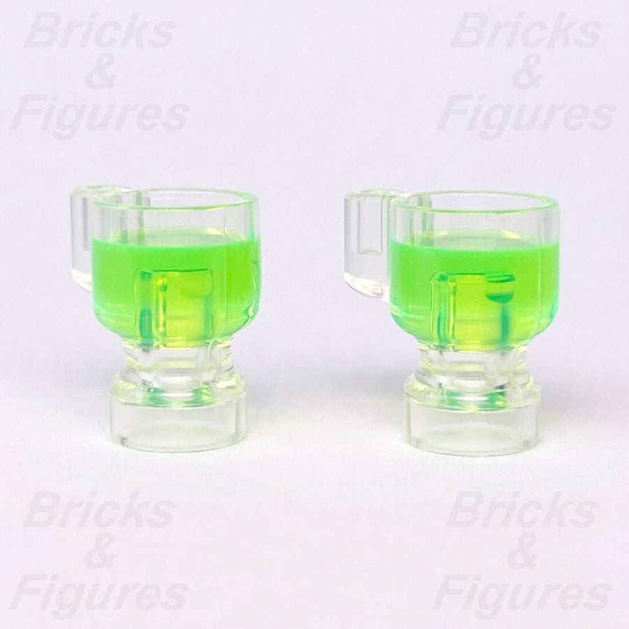 2 x Harry Potter LEGO Stein Cup Drink Pattern Green Minifigure Part 76386 - Bricks & Figures
