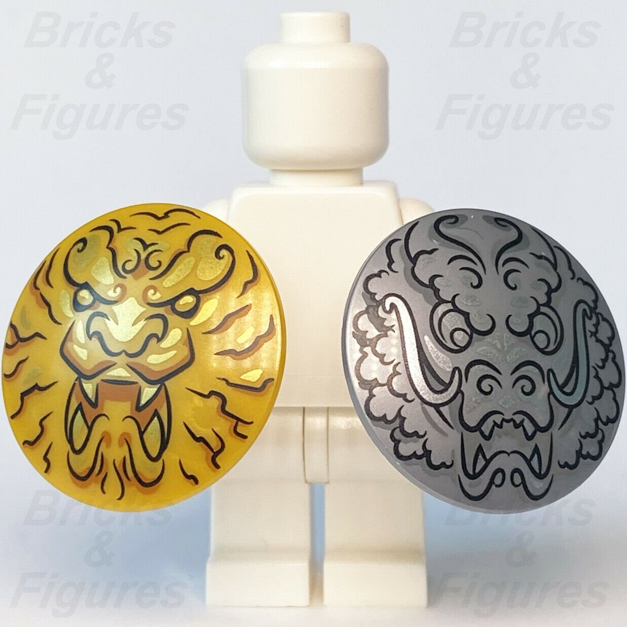 2 x Ninjago LEGO Dragon& Lion Head Shields Master of the Mountain Part 71720 - Bricks & Figures