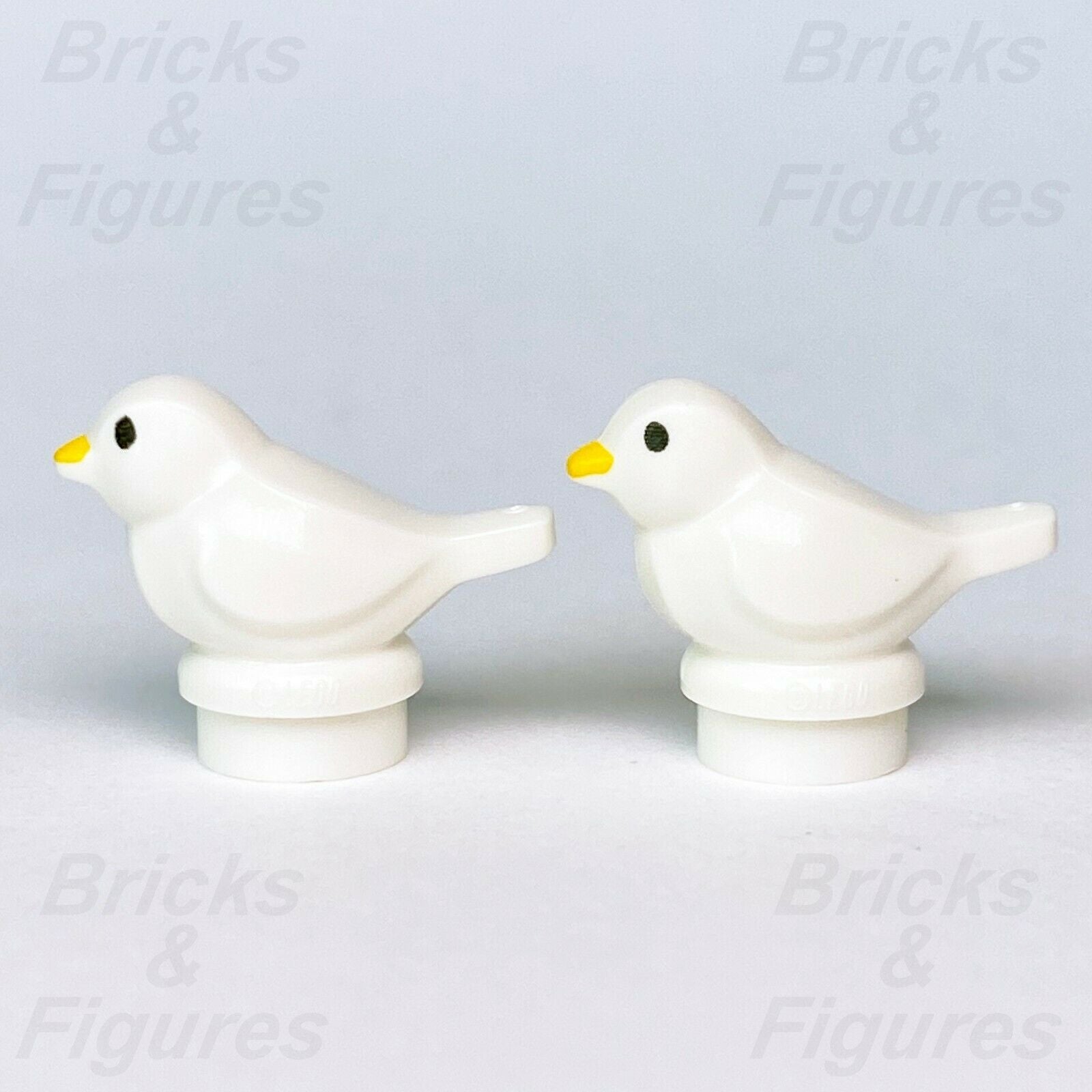 2 x Town City Ideas LEGO Small White Bird Orange Beak Animal 21324 60250 21318 - Bricks & Figures