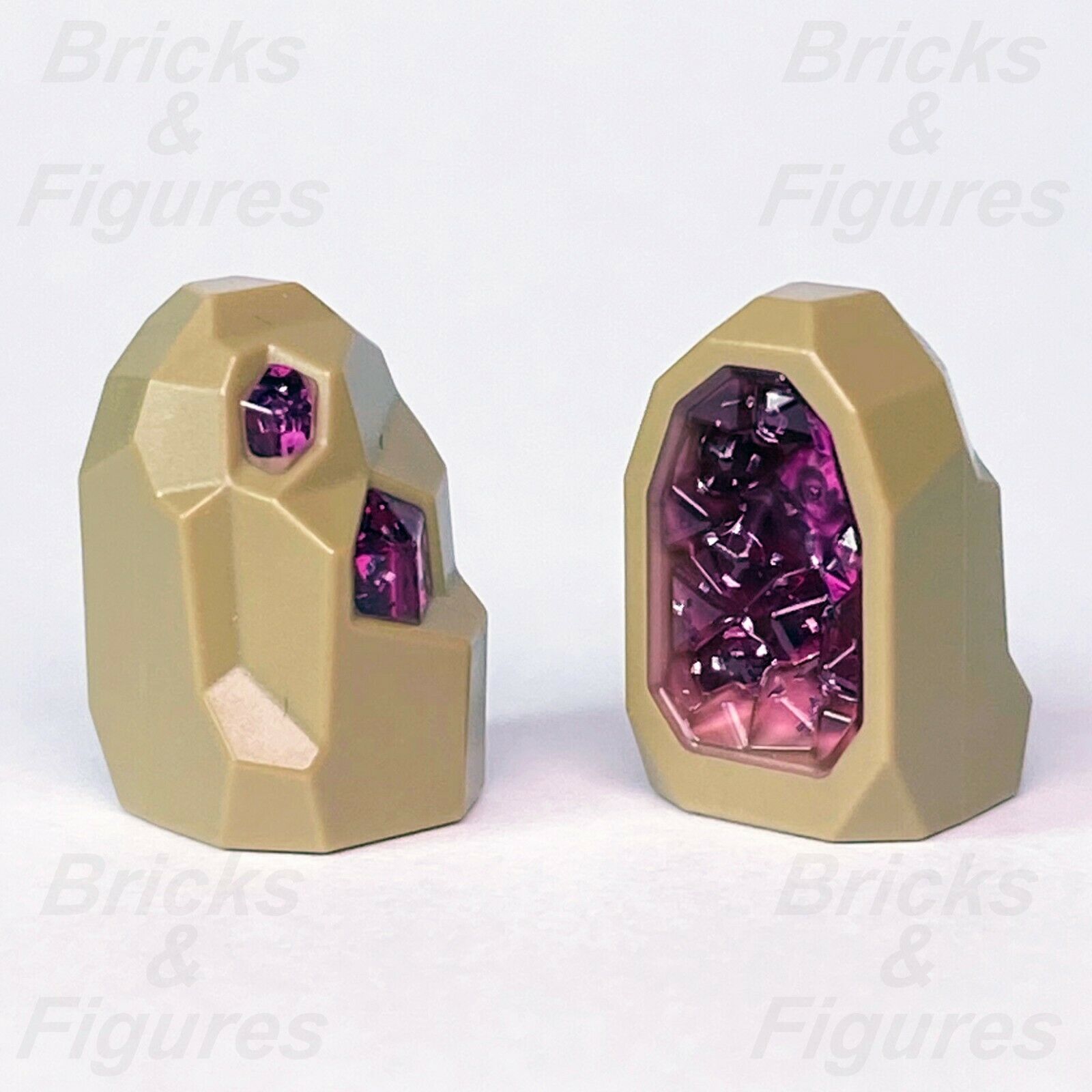 2 x Town City LEGO Rock Geode with Dark Pink Crystals 60229 60228 60225 60230 - Bricks & Figures