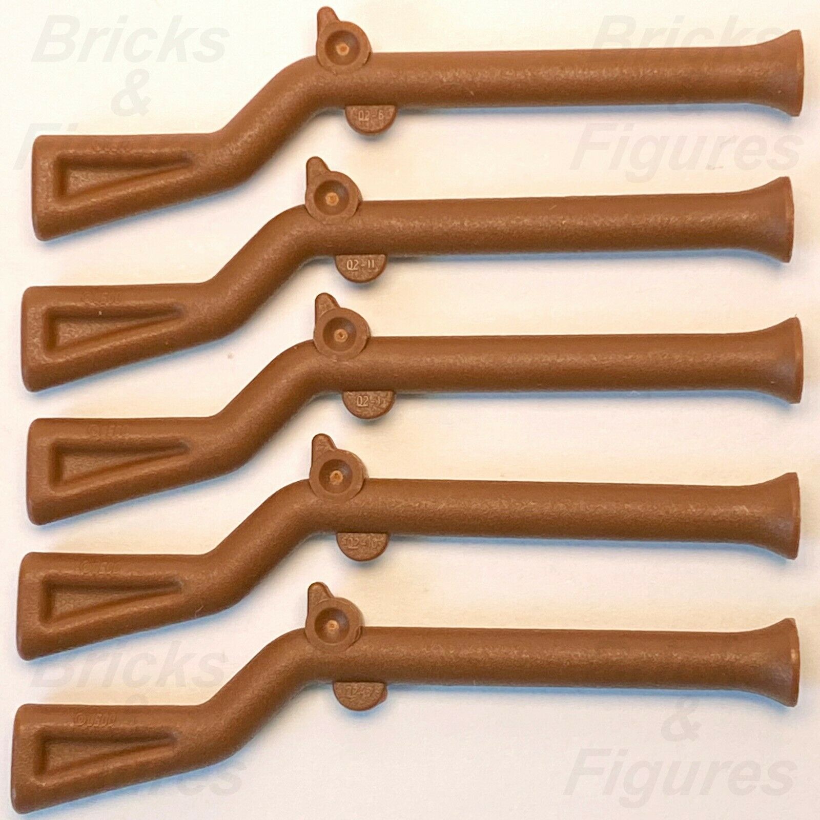 5 x Pirates LEGO Reddish Brown Flintlock Musket Gun Minifigure Weapon Parts - Bricks & Figures