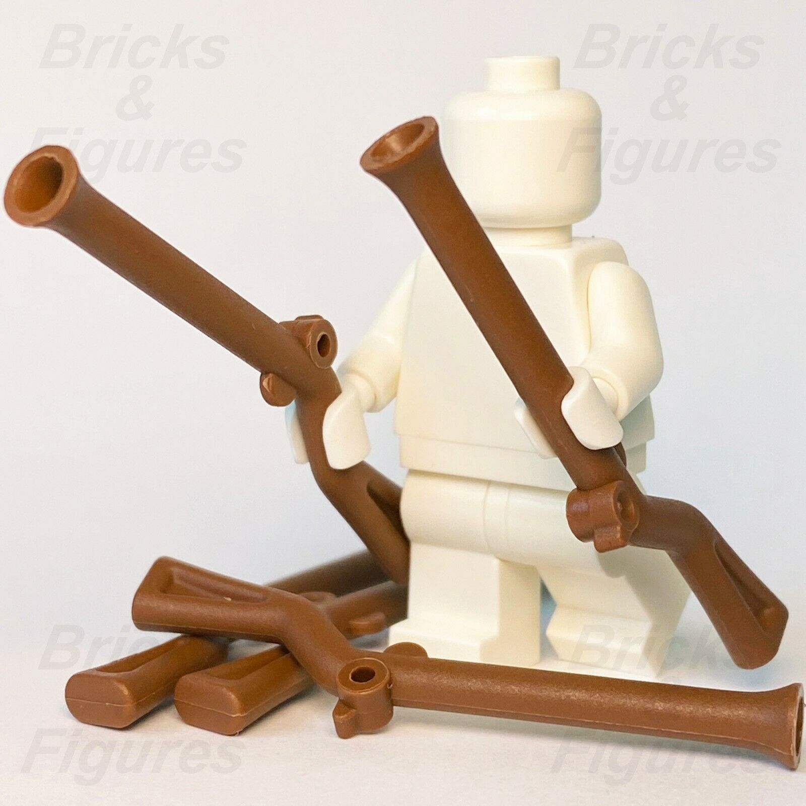 5 x Pirates LEGO Reddish Brown Flintlock Musket Gun Minifigure Weapon Parts - Bricks & Figures
