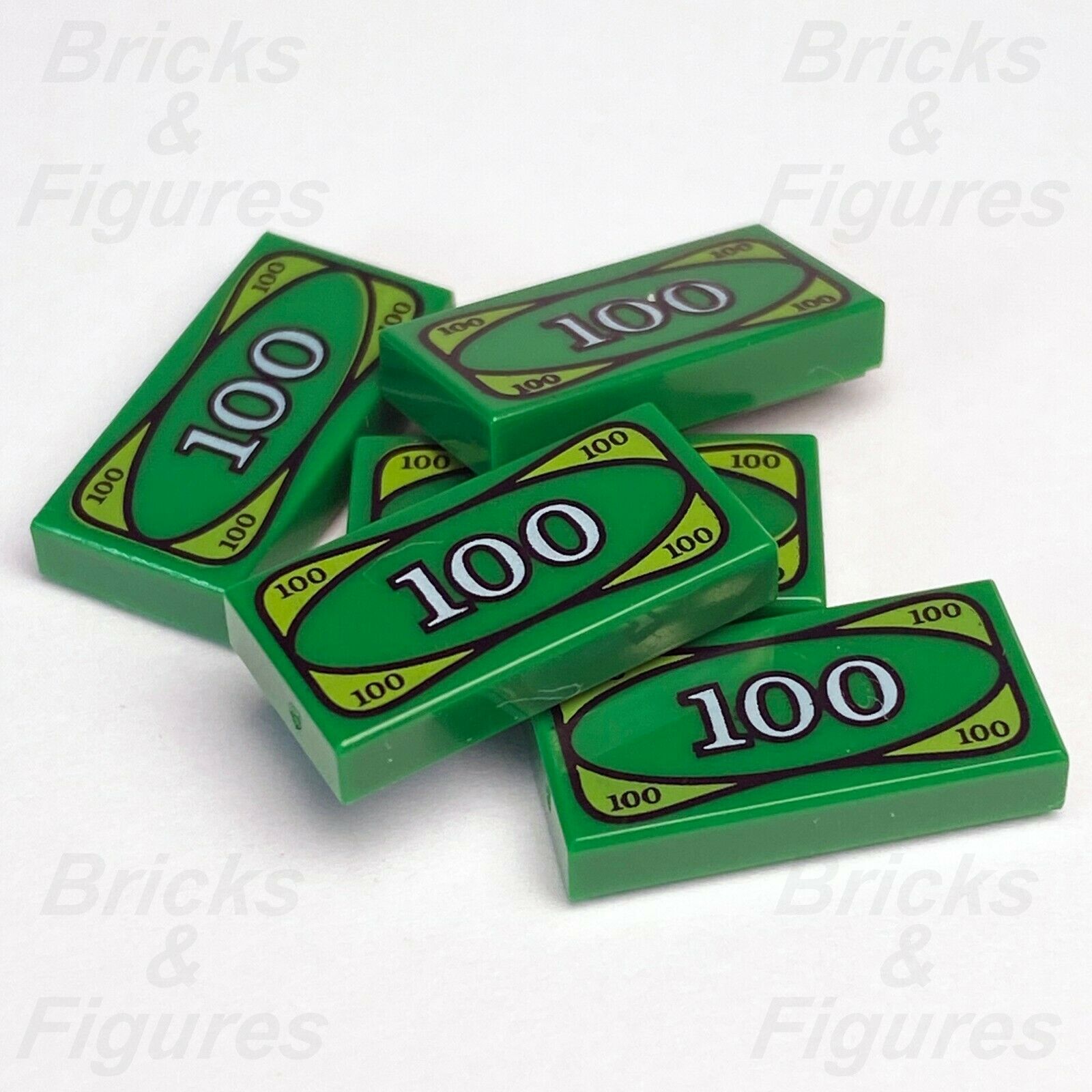 5 x Town & City LEGO Green 100 Dollar Bill Money $100 Pattern Genuine Parts - Bricks & Figures