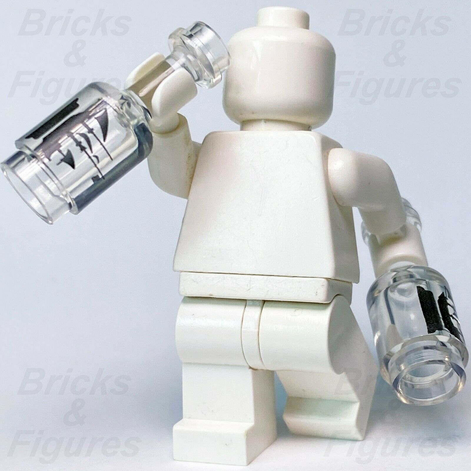 2 x New Ideas LEGO Bottle with Black Sailing Ship Pattern Parts 21318 71042 - Bricks & Figures