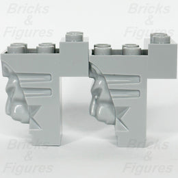 LEGO Castle Lion Head Part Brick Modified 2 x 3 x 3 Light bluish Grey 30274 x 2 - Bricks & Figures