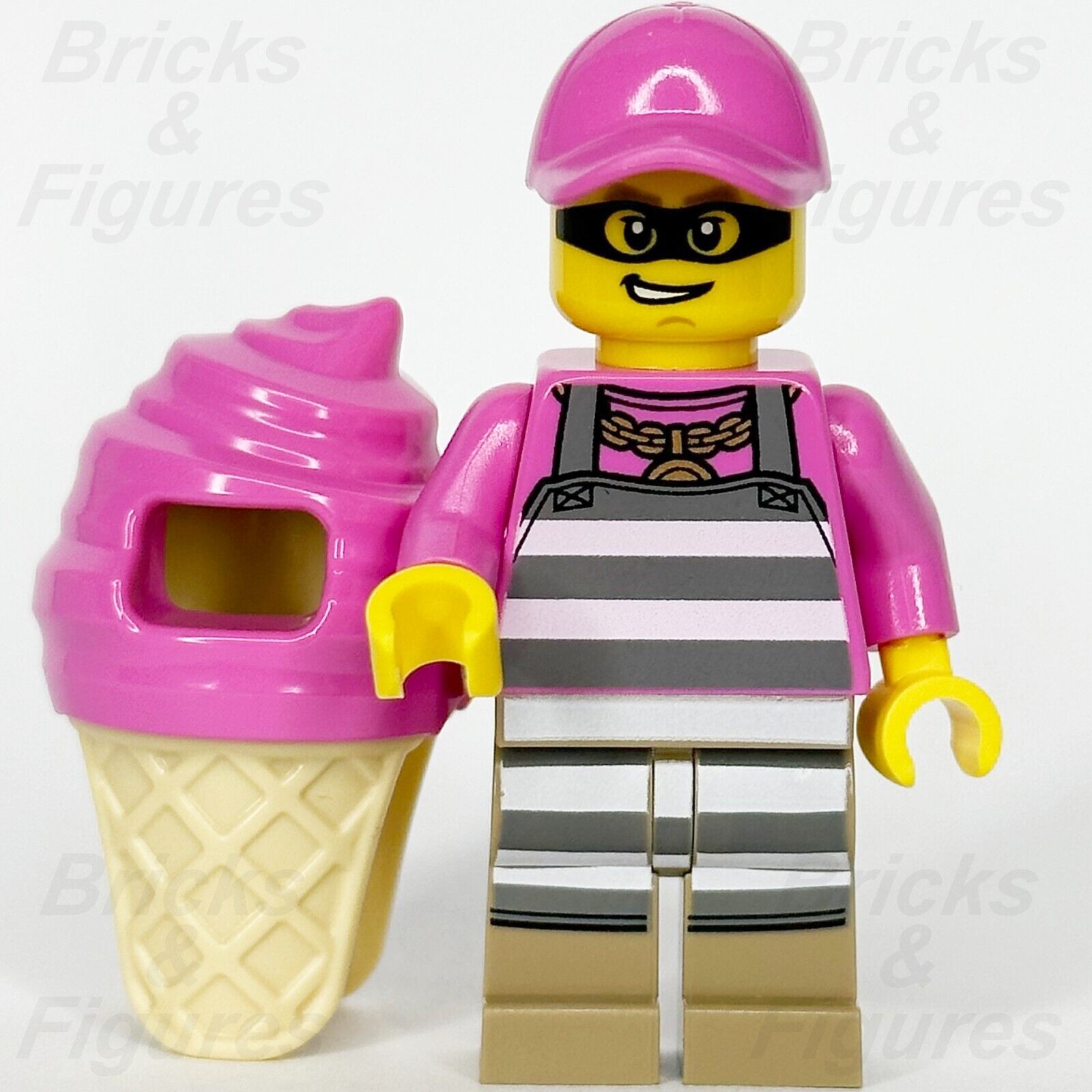 LEGO City Police Crook Cream Minifigure w/ Pink Ice Cream Outfit 60314 cty1385 2