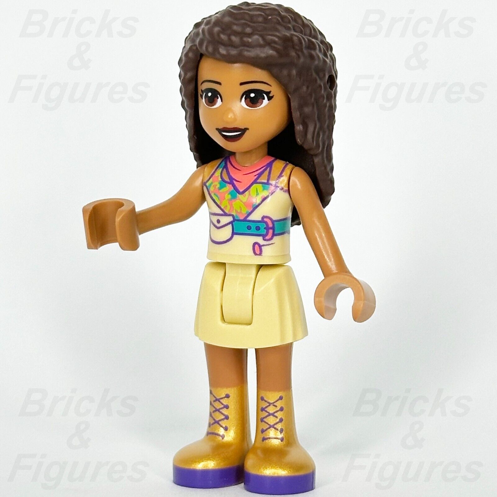 LEGO Friends Andrea Minifigure Tan Skirt Colourful Top Gold Boots 41424 frnd392