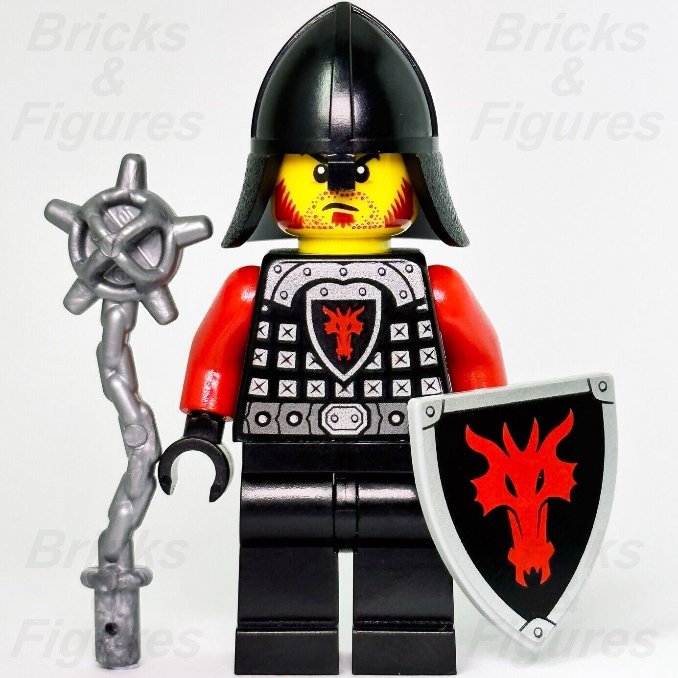 Castle LEGO Dragon Knight Minifigure Flail & Shield Scale Mail 70400 cas518a - Bricks & Figures