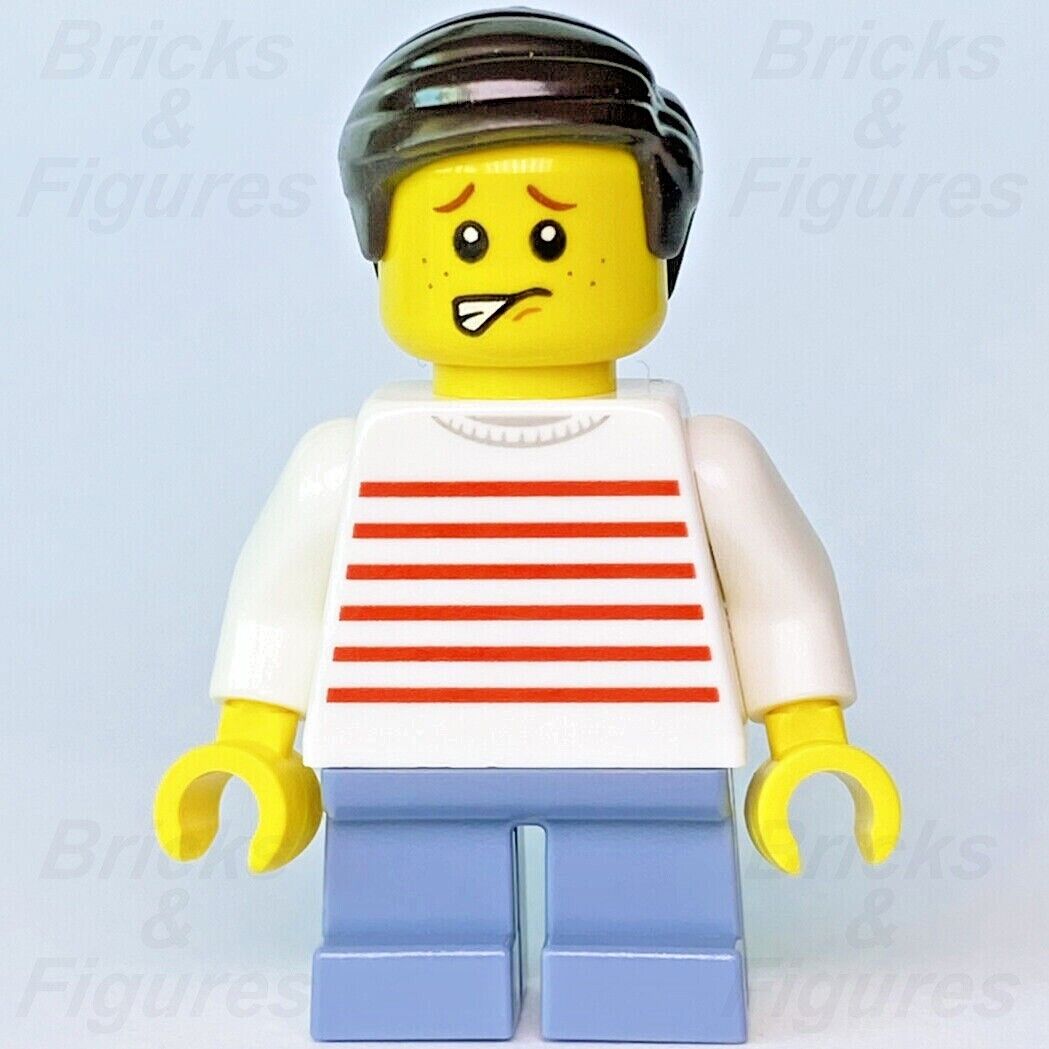 Creator LEGO Boy White Sweater Red Stripes Recreation Minifigure 31119 twn415 - Bricks & Figures