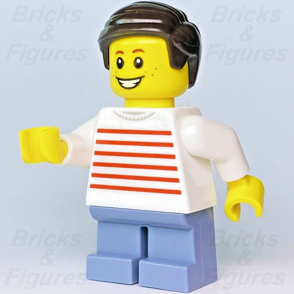 Creator LEGO Boy White Sweater Red Stripes Recreation Minifigure 31119 twn415 - Bricks & Figures