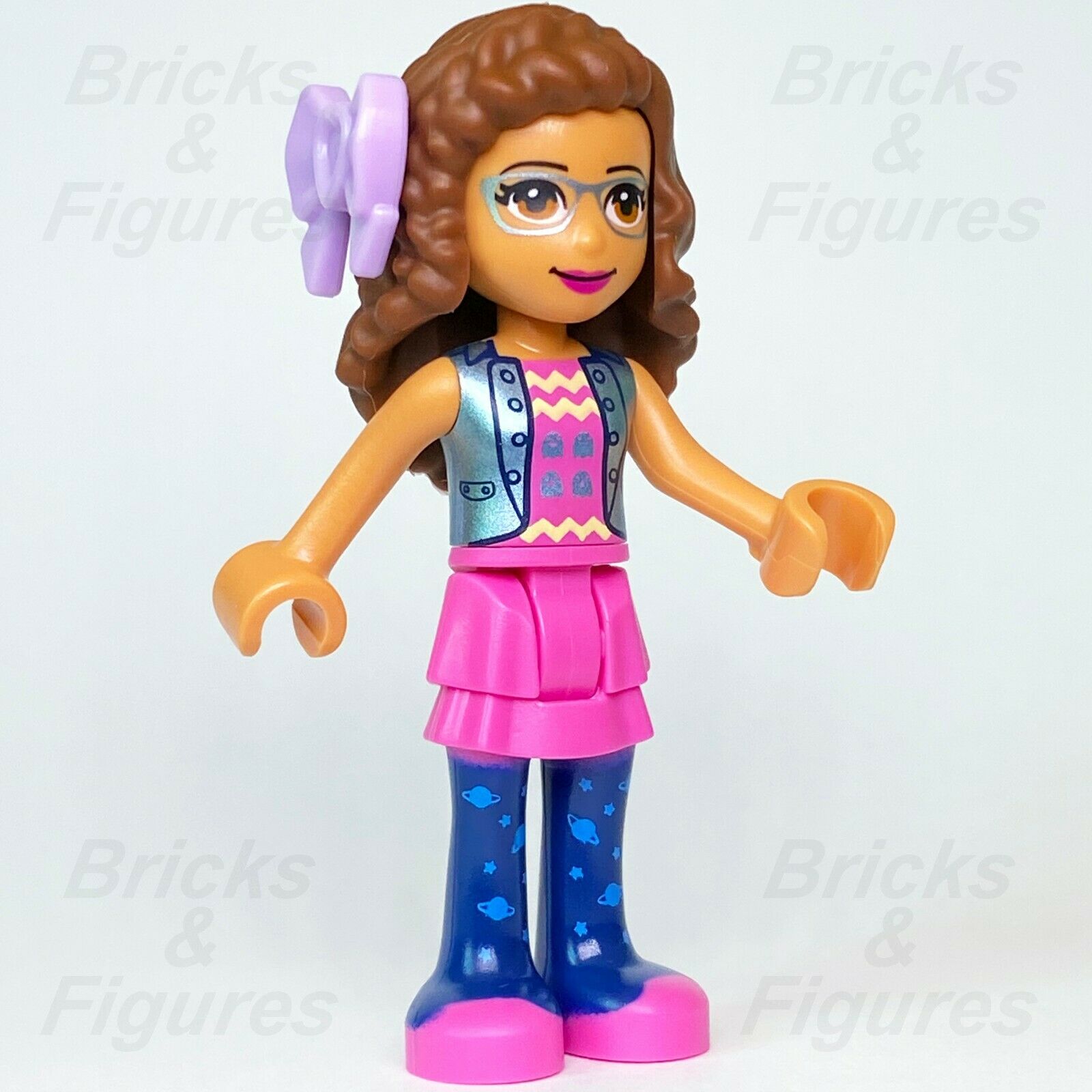Friends LEGO Olivia Engineer Scientist Pink Skirt with Jacket Minifigure 41375 - Bricks & Figures