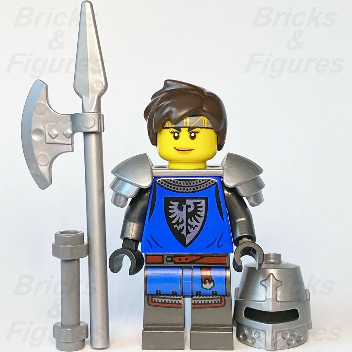 Ideas LEGO Black Falcon Knight Female Minifigure with Halberd & Helmet 21325 - Bricks & Figures