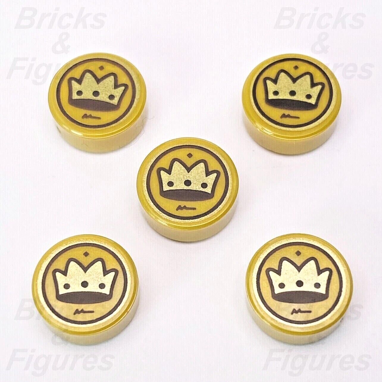 LEGO Crown Coin Pearl Gold Castle Disney Parts Round Tile 1 x 1 10305 43205 x 5 - Bricks & Figures