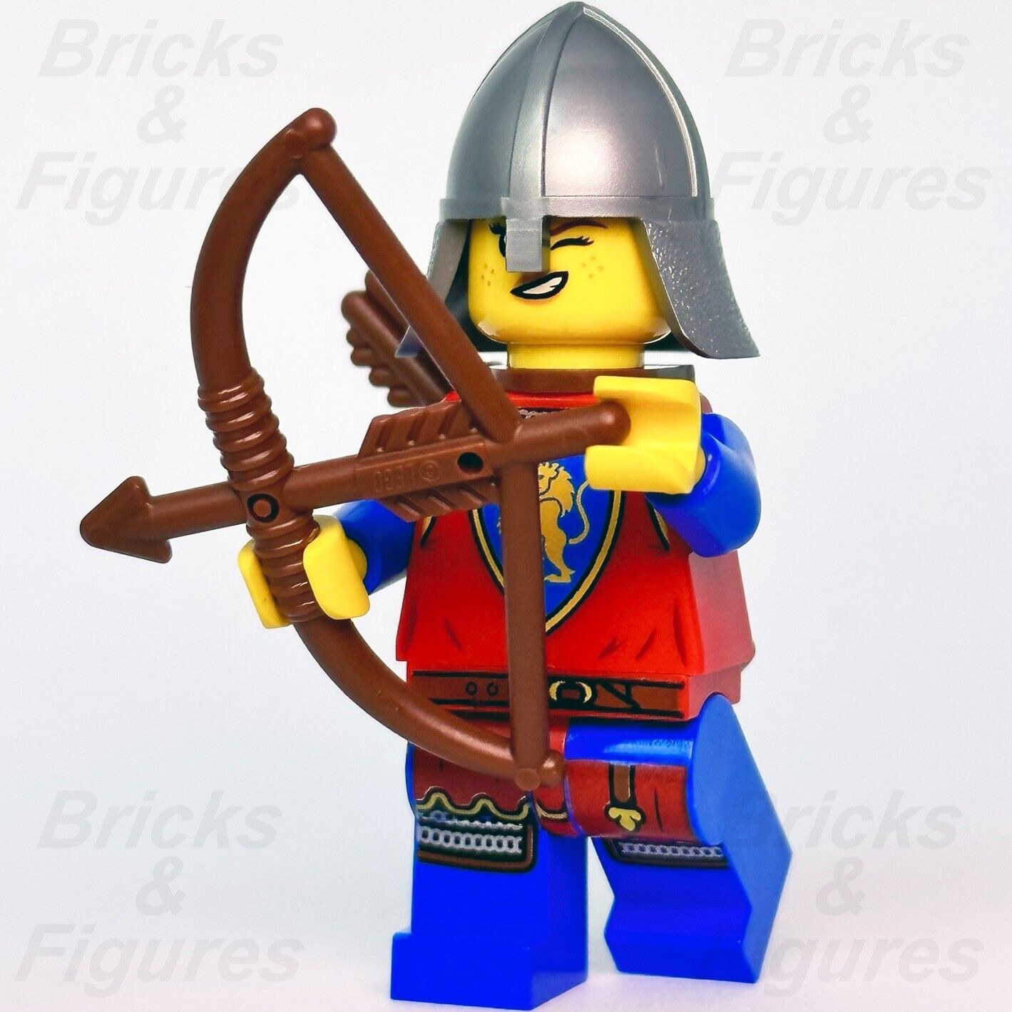 LEGO Lion Knight Archer Female Castle Minifigure Lion Knights Bow 10305 cas564 - Bricks & Figures