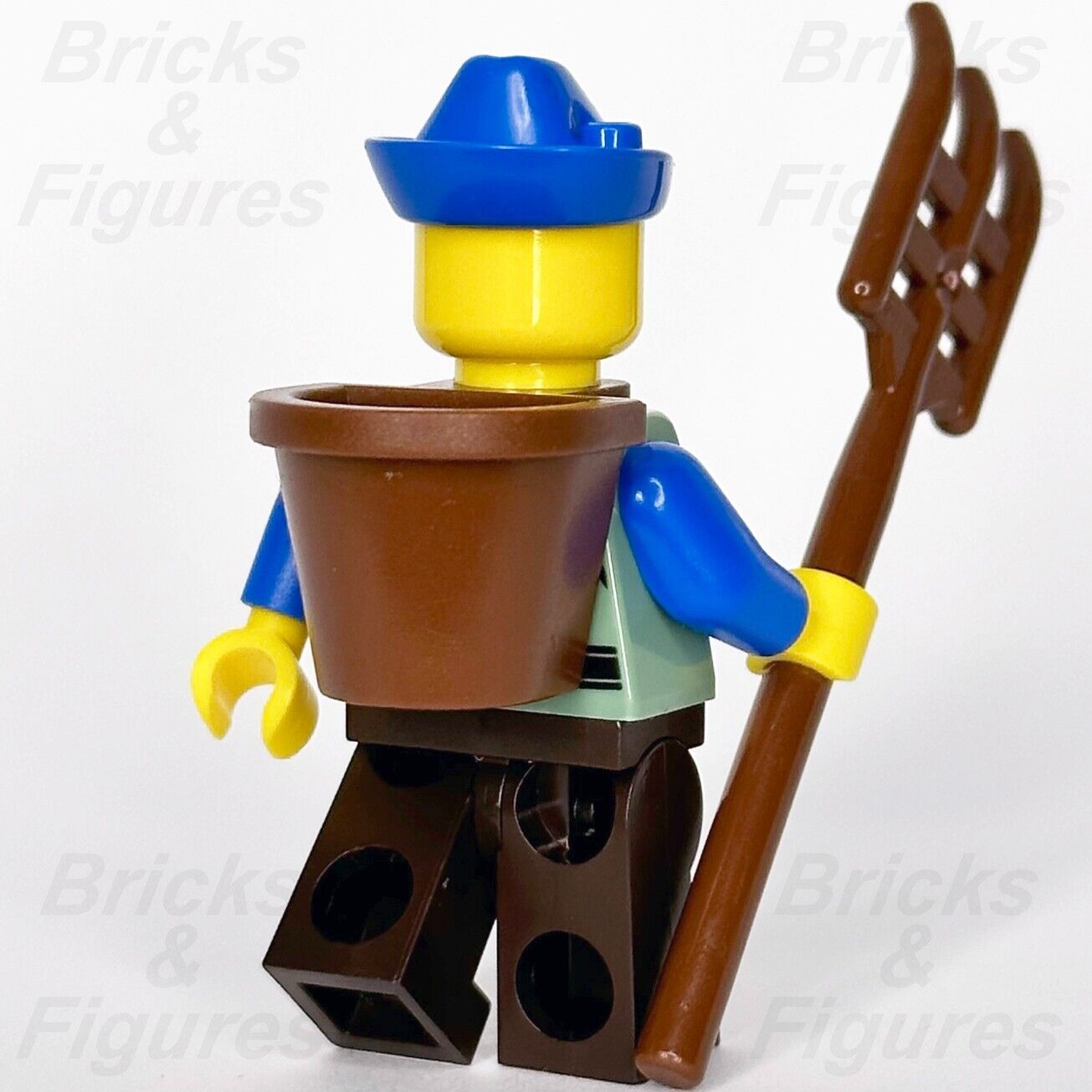LEGO Lion Knights Peasant Farmer Castle Minifigure with Rake 10305 cas579 New - Bricks & Figures