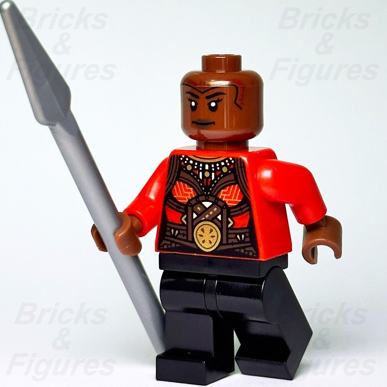 LEGO Marvel Okoye Minifigure Super Heroes Black Panther Red Top 76214 sh847 New - Bricks & Figures