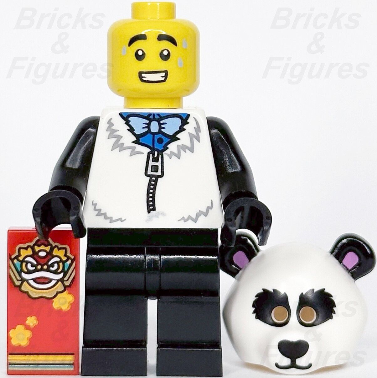 LEGO Panda Suit Guy Minifigure with Lion Tile Part Build-A-Minifigure BAM 2023 - Bricks & Figures