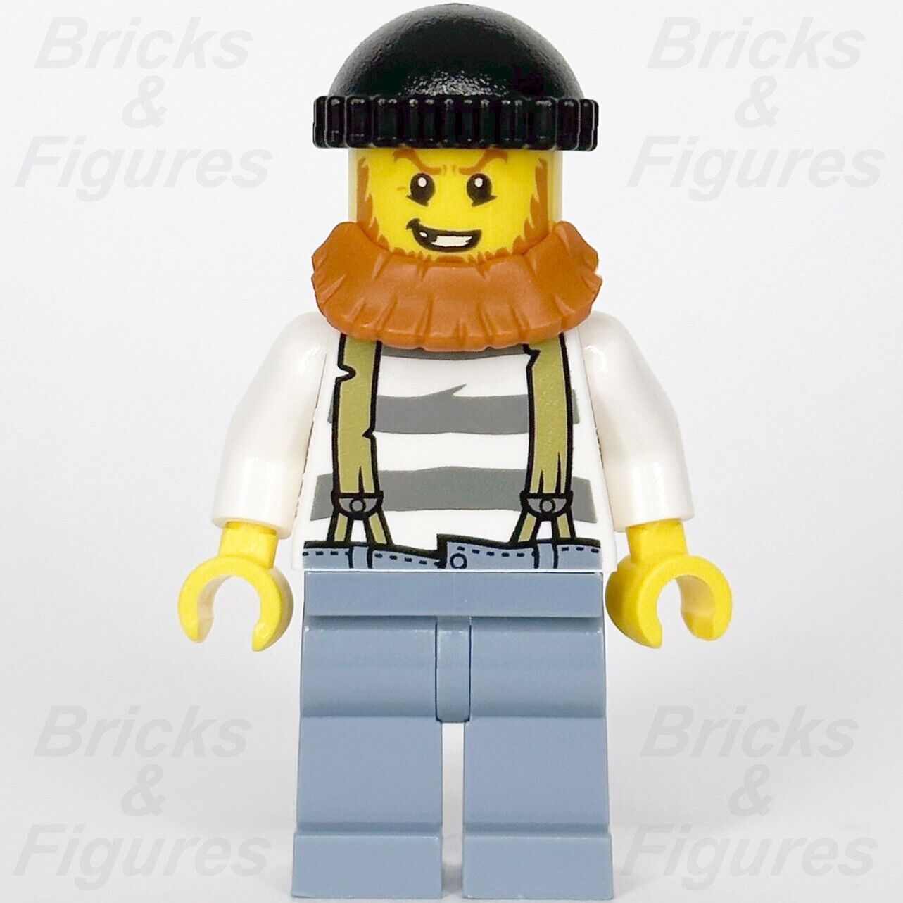 LEGO Town City Crook with Black Knit Cap Minifigure Orange Beard Police 60066 - Bricks & Figures