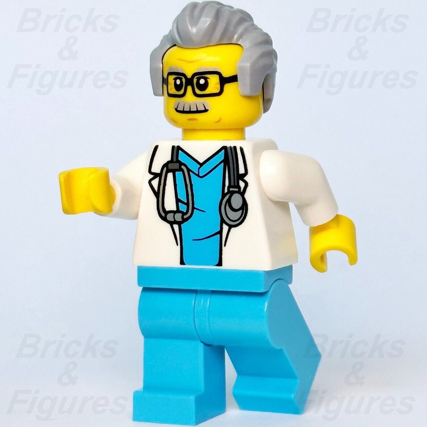 LEGO Town City Doctor Minifigure with Glasses Blue Top Hospital 60350 cty1341 - Bricks & Figures
