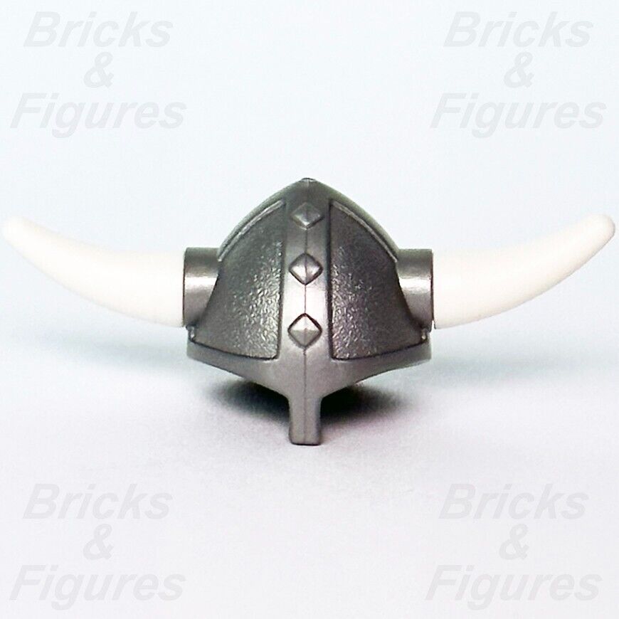LEGO Viking Helmet Flat Silver w/ White Horns Minifigure Part Creator x1533 New - Bricks & Figures