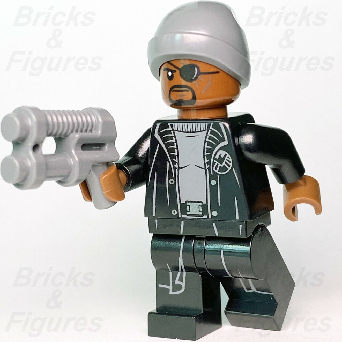 Marvel Super Heroes LEGO Nick Fury Grey Beanie Avengers Minifigure 76196 sh758 - Bricks & Figures