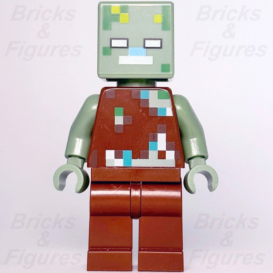 Minecraft LEGO Drowned Zombie Minifigure 21178 21164 662205 min088 New Minifig - Bricks & Figures