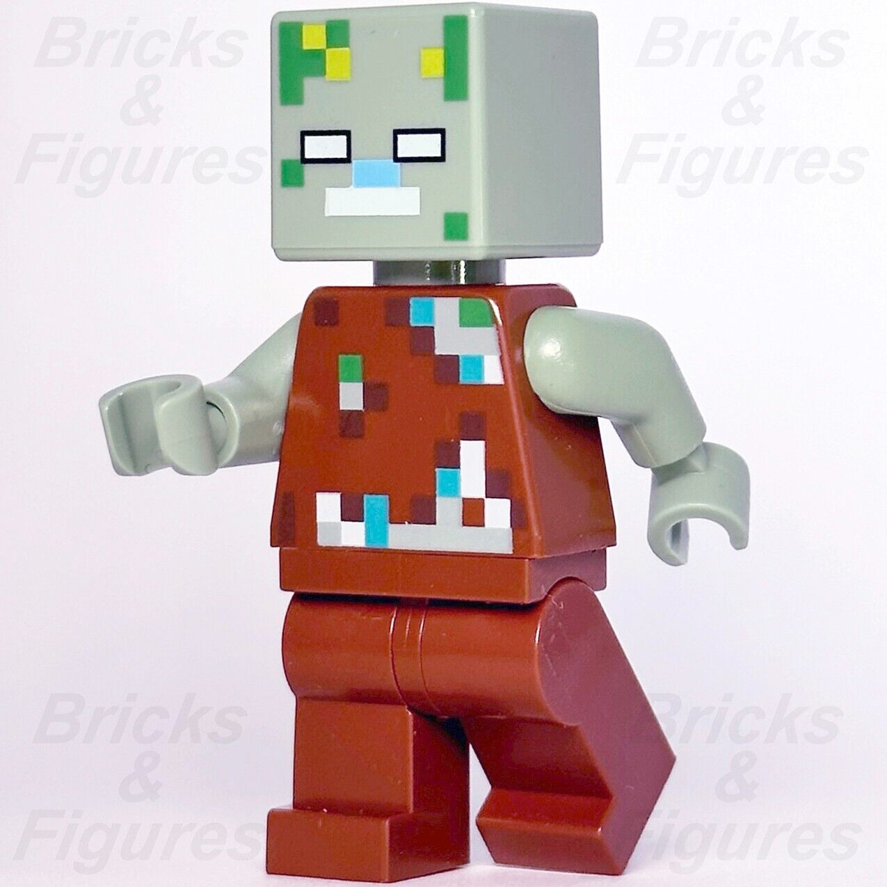Minecraft LEGO Drowned Zombie Minifigure 21178 21164 662205 min088 New Minifig - Bricks & Figures