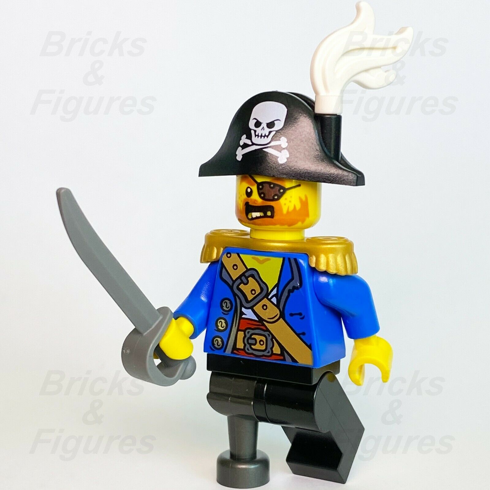 New Creator LEGO Pirate Captain with Blue Jacket & Sword Minifigure 31109 pi185 - Bricks & Figures
