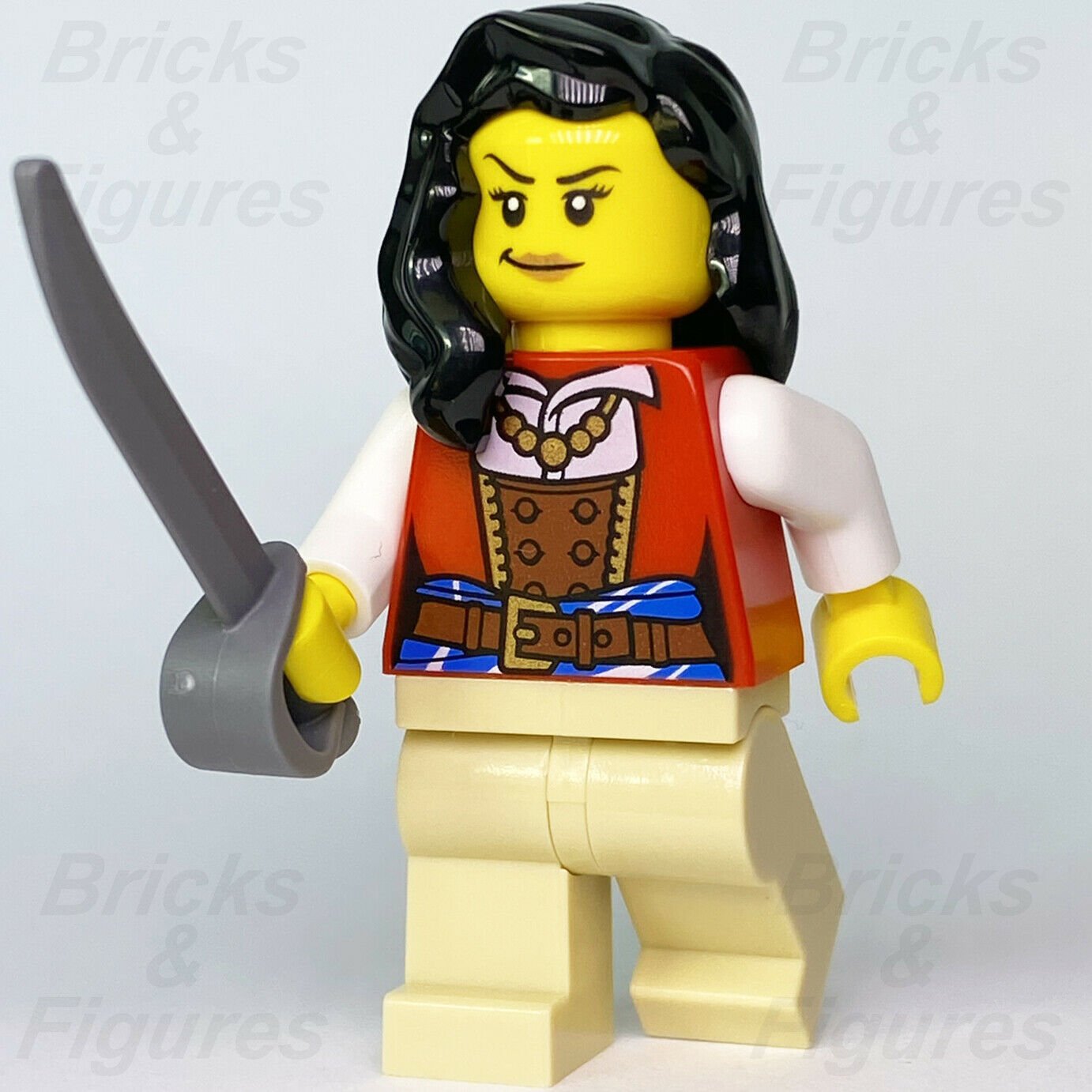 New Ideas LEGO Lady Anchor Pirates Minifigure with Sword from set 21322 idea067 - Bricks & Figures