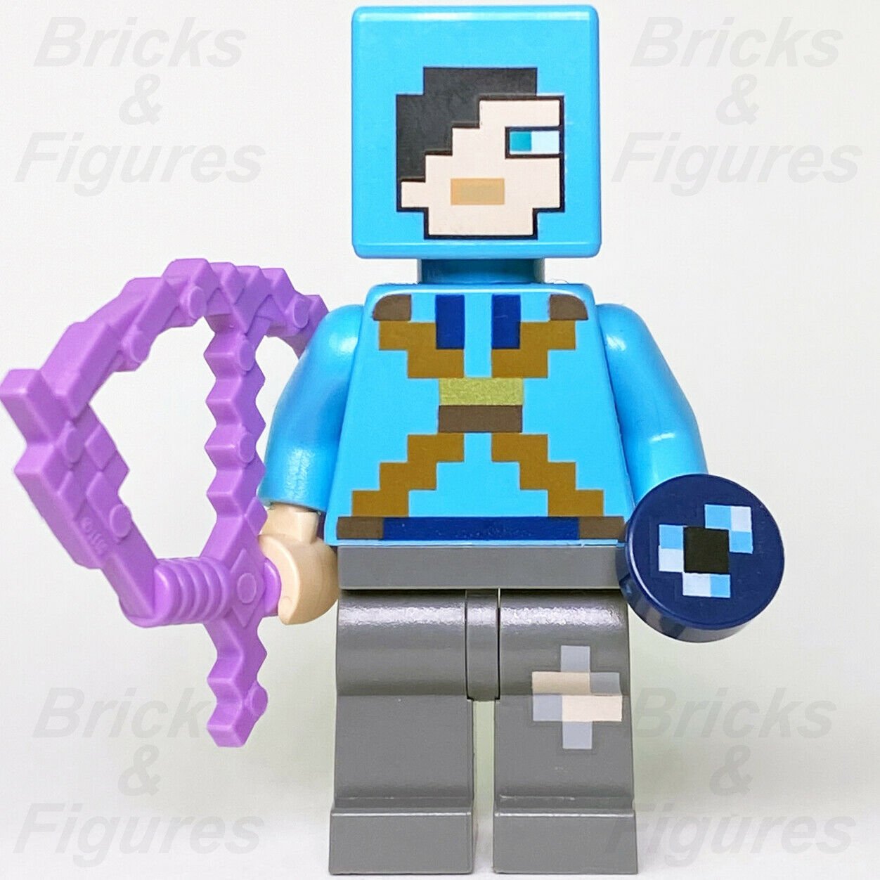 New Minecraft LEGO Dragon Slayer with Ender Pearl & Purple Bow Minifigure 21151 - Bricks & Figures
