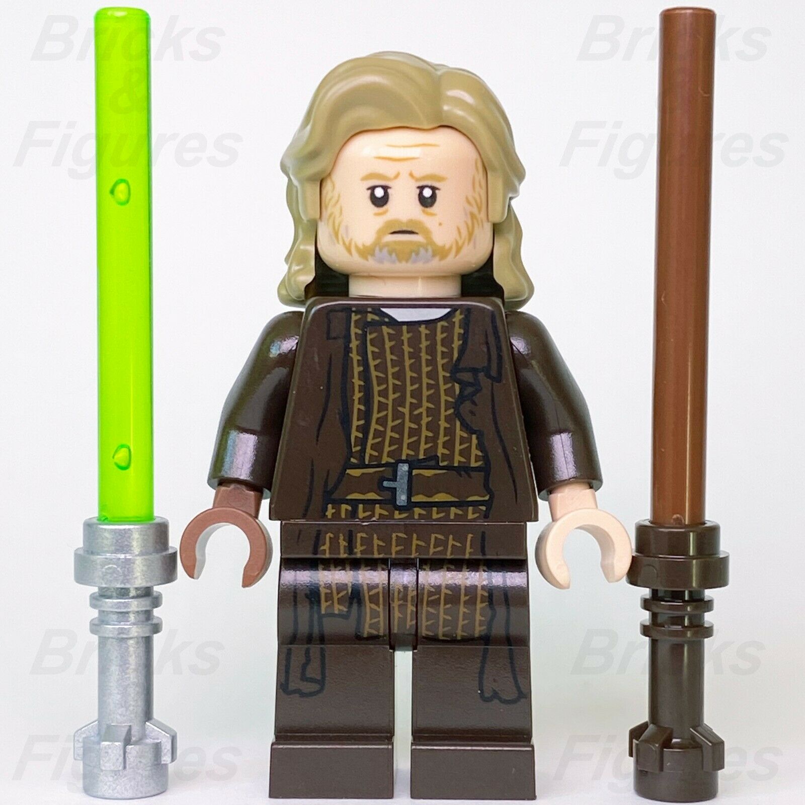 New Star Wars LEGO Luke Skywalker Old Jedi Master Dark Brown Robe Minifig 75245 - Bricks & Figures