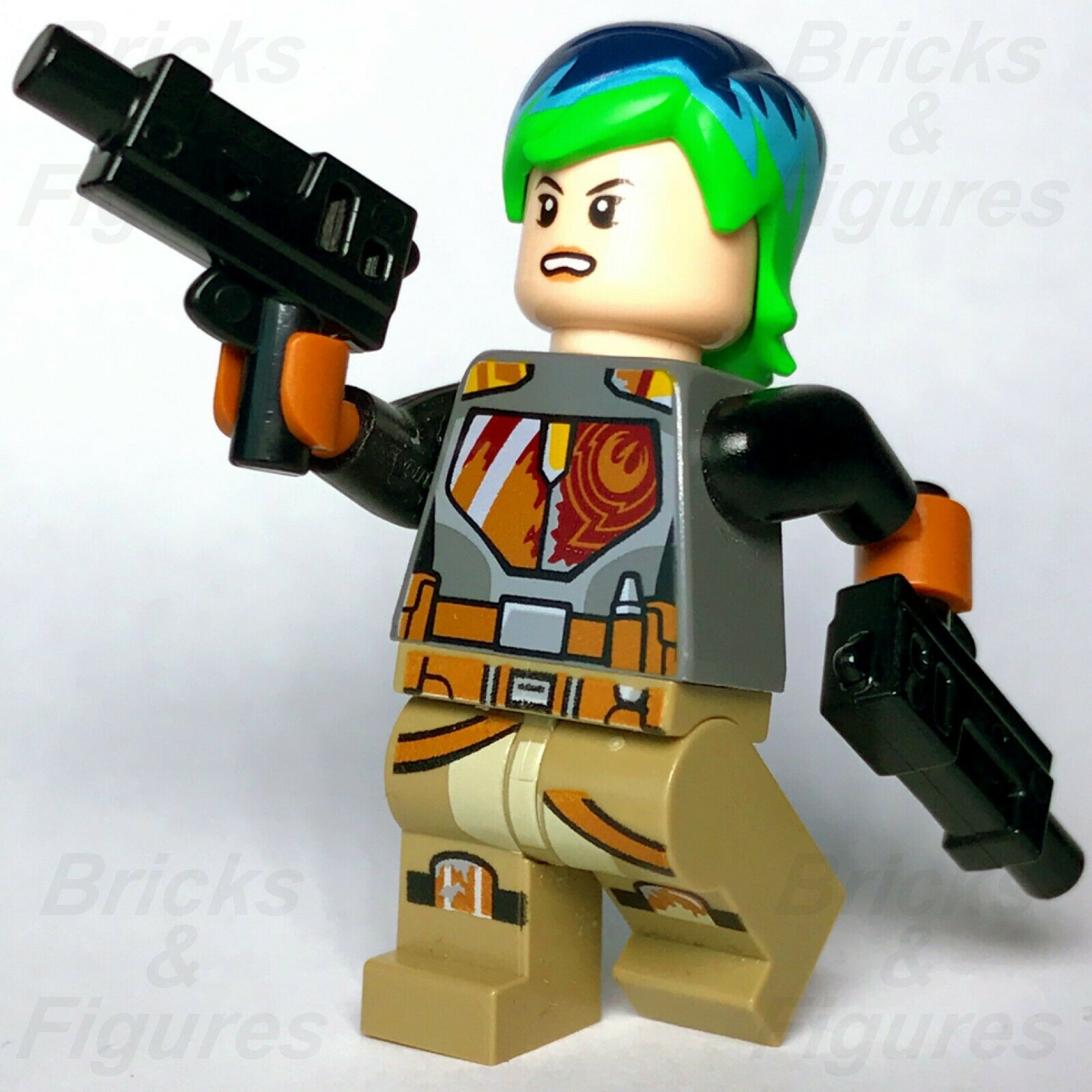 New Star Wars LEGO Sabine Wren Mandalorian Green Hair Rebels Minifigure 75150 - Bricks & Figures