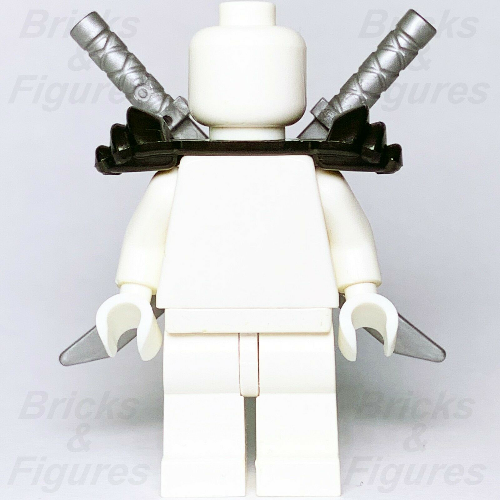 Ninjago LEGO Black Ninja Shoulder Pad Scabbard & 2 x Flat Silver Katana Swords Part - Bricks & Figures