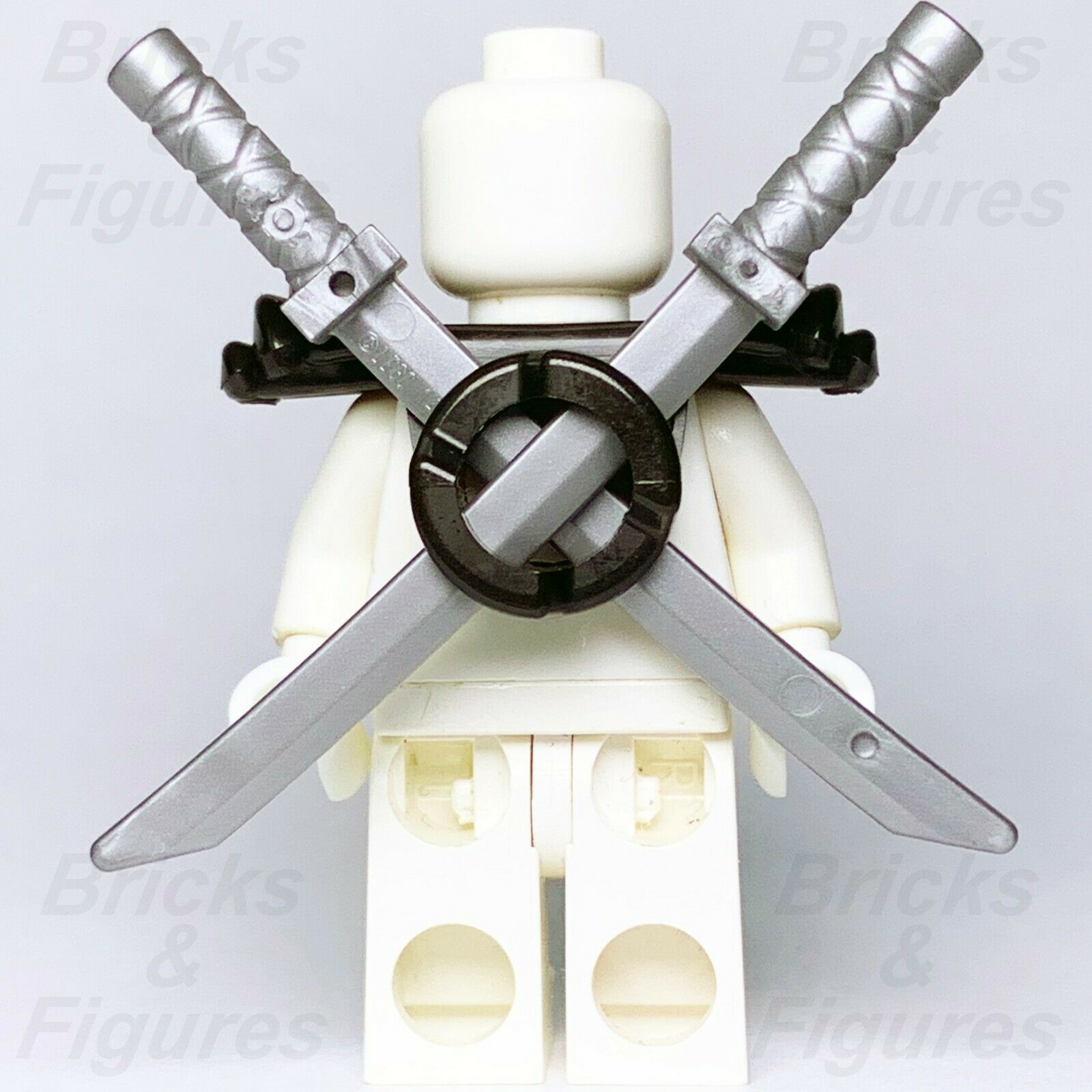 Ninjago LEGO Black Ninja Shoulder Pad Scabbard & 2 x Flat Silver Katana Swords Part - Bricks & Figures
