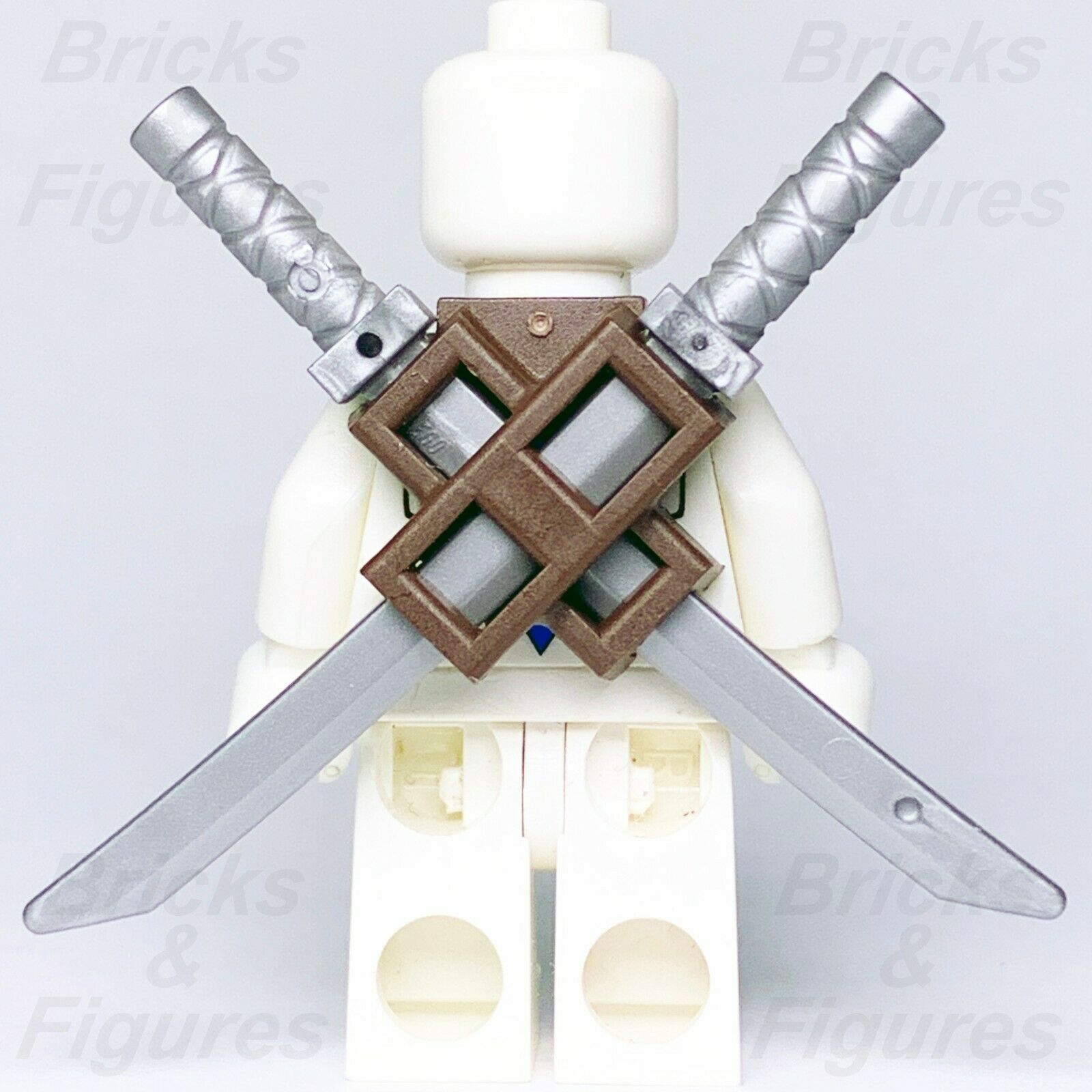 Ninjago LEGO Dark Brown Ninja Scabbard & 2 x Flat Silver Katana Swords Part - Bricks & Figures